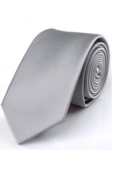 Gray Solid Microfiber Skinny Ties