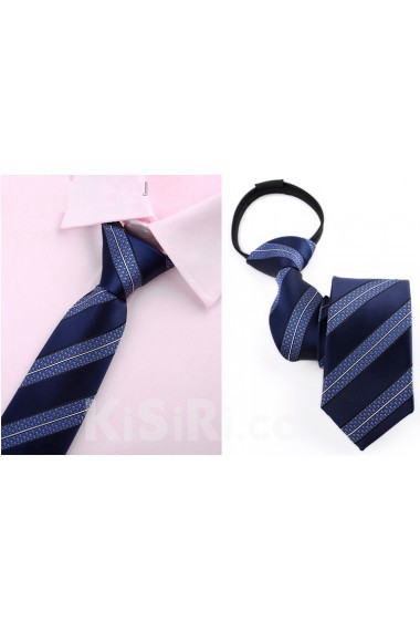 Blue Striped Microfiber Skinny Ties