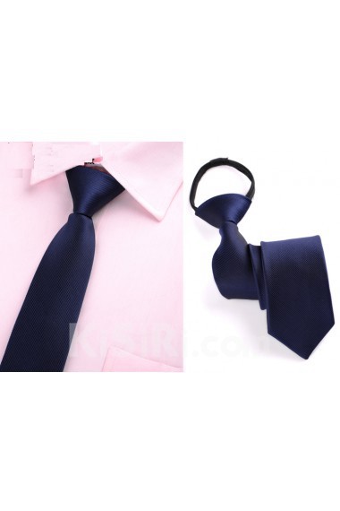 Blue Solid Microfiber Skinny Ties