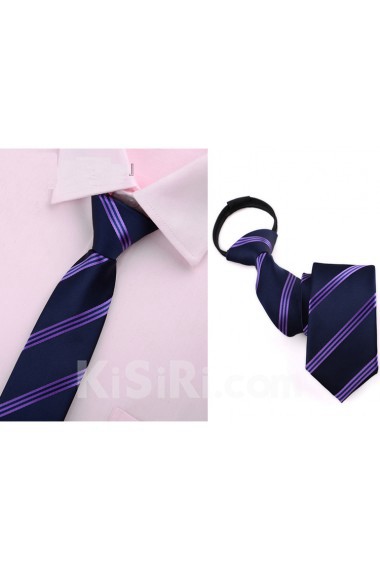 Blue Striped Microfiber Skinny Ties