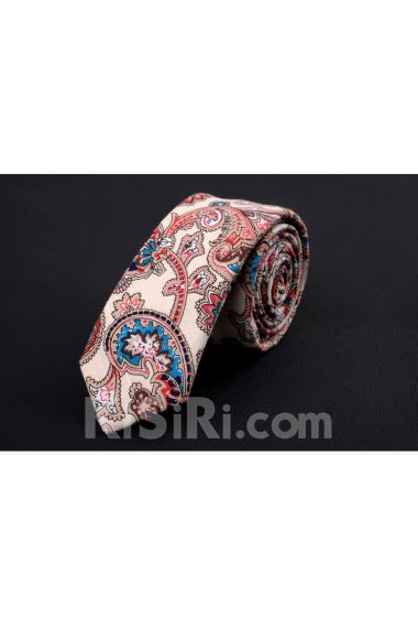 Beige Floral Silk Novelty Tie