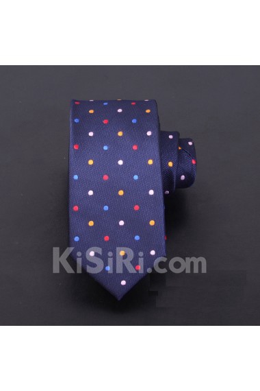 Blue Polka Dot Microfiber Skinny Ties