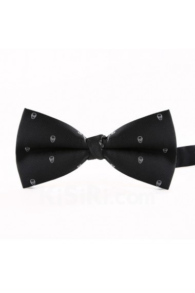 Black Floral Microfiber Butterfly Bow Tie