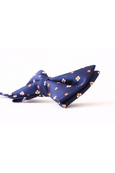 Blue Floral Microfiber Butterfly Bow Tie