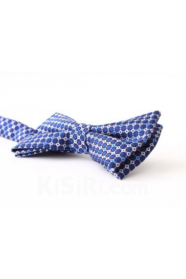 Blue Floral Microfiber Butterfly Bow Tie