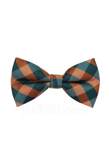 Yellow Checkered Cotton & Polyester Butterfly Bow Tie