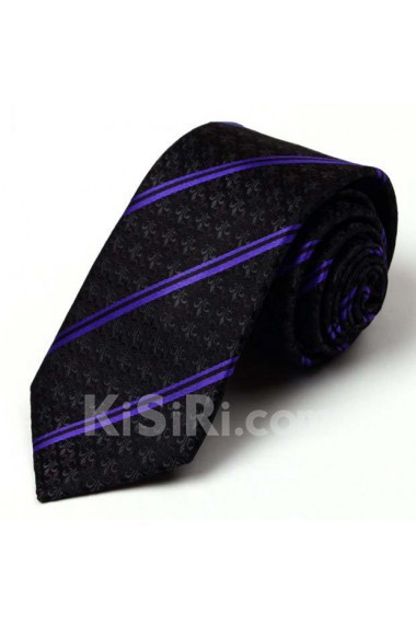 Black Striped 100% Silk NeckTie