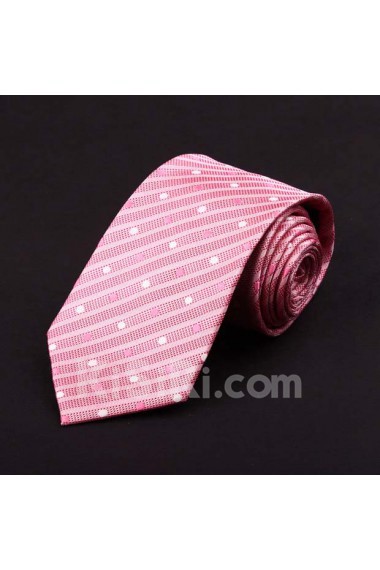 Pink Striped 100% Silk NeckTie