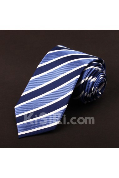 Blue Striped 100% Silk NeckTie