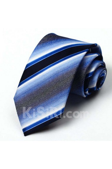 Blue Striped 100% Silk NeckTie