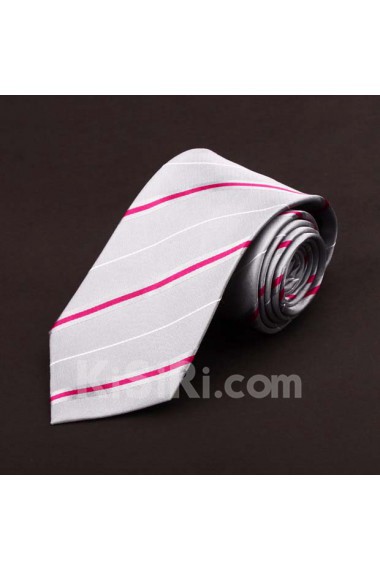 Gray Striped 100% Silk NeckTie