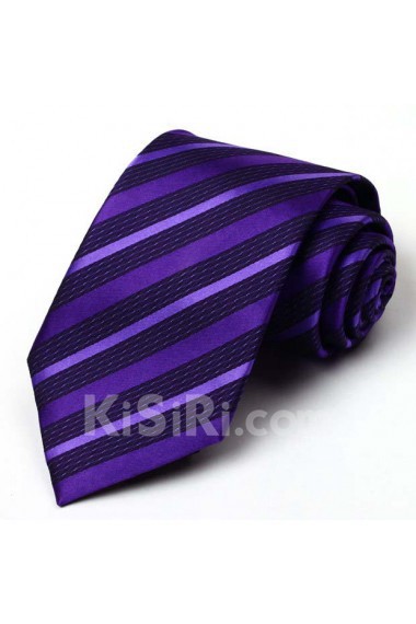 Purple Striped 100% Silk NeckTie