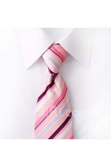 Pink Striped Microfiber NeckTie