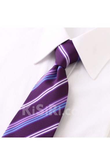 Purple Striped Microfiber NeckTie