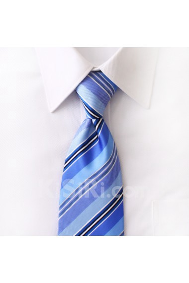 Blue Striped Microfiber NeckTie