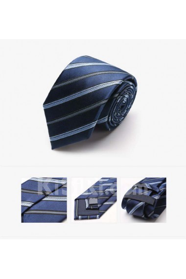 Blue Striped 100% Silk NeckTie