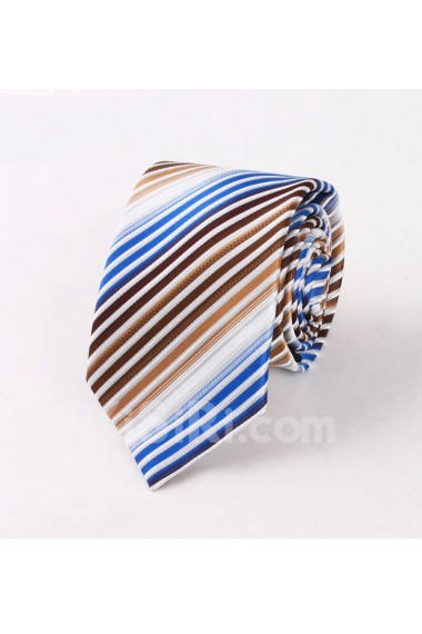 Brown Striped Polyester NeckTie