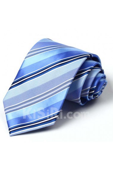 Blue Striped Polyester NeckTie