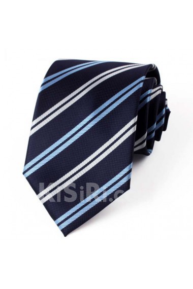 Blue Striped Polyester NeckTie