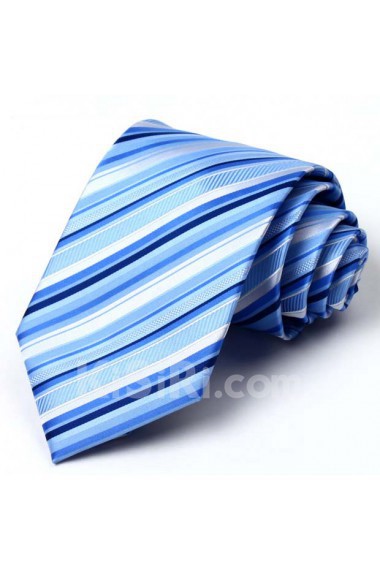 Blue Striped Polyester NeckTie