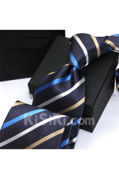 Blue Striped Polyester NeckTie