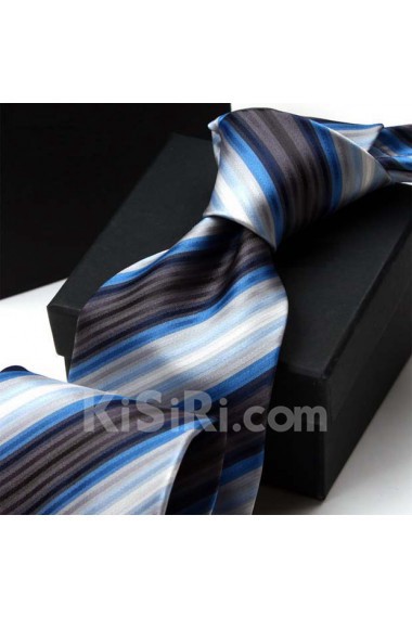 Blue Striped Polyester NeckTie