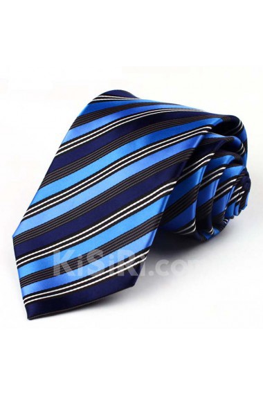 Blue Striped Polyester NeckTie