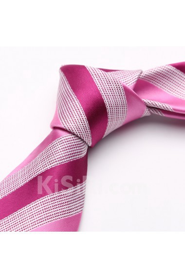 Pink Striped Polyester NeckTie