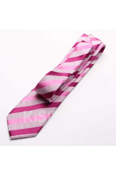 Pink Striped Polyester NeckTie