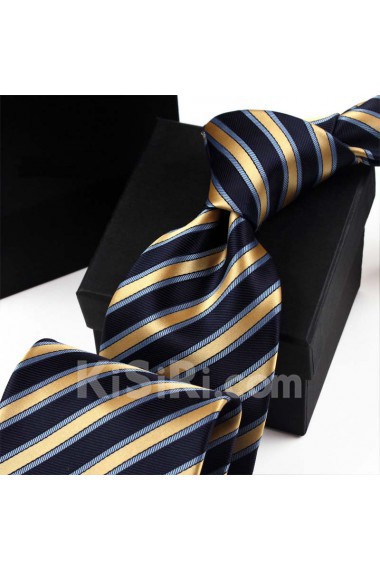 Black Striped Microfiber NeckTie