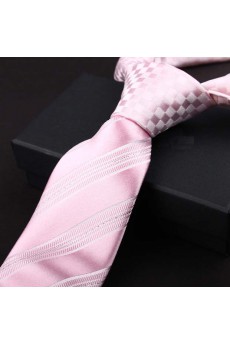 Pink Striped 100% Silk NeckTie