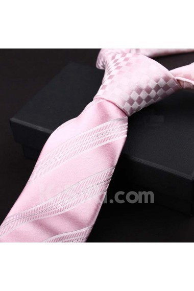 Pink Striped 100% Silk NeckTie