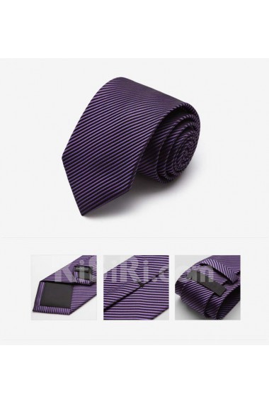 Purple Striped Microfiber Skinny Tie