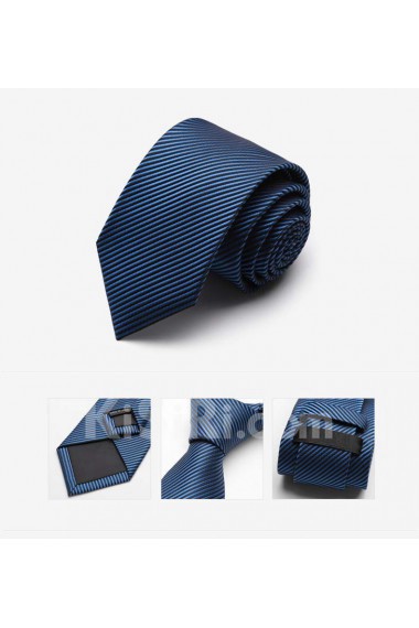 Blue Striped Microfiber Skinny Tie