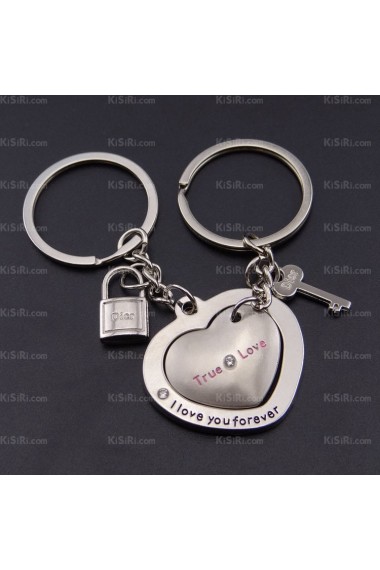 His and Hers Cheap Zinc Alloy Heart-shaped Keychain (A Pair)