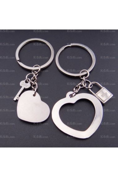 His and Hers Cheap Zinc Alloy Heart-shaped Keychain (A Pair)