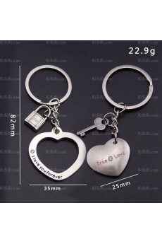 His and Hers Cheap Zinc Alloy Heart-shaped Keychain (A Pair)