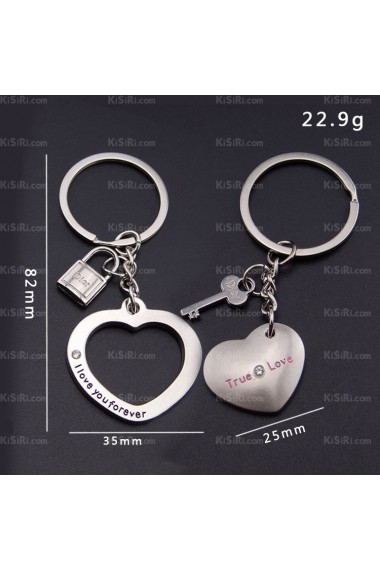 His and Hers Cheap Zinc Alloy Heart-shaped Keychain (A Pair)