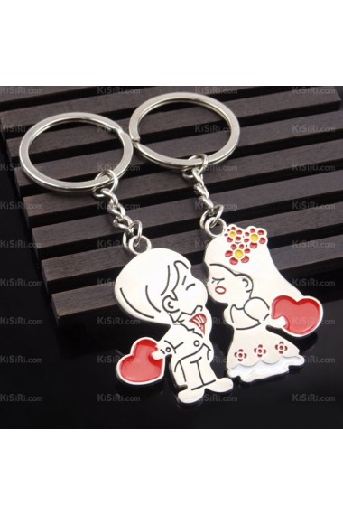 Couples Personalized Zinc Alloy Heart Keychain (A Pair)