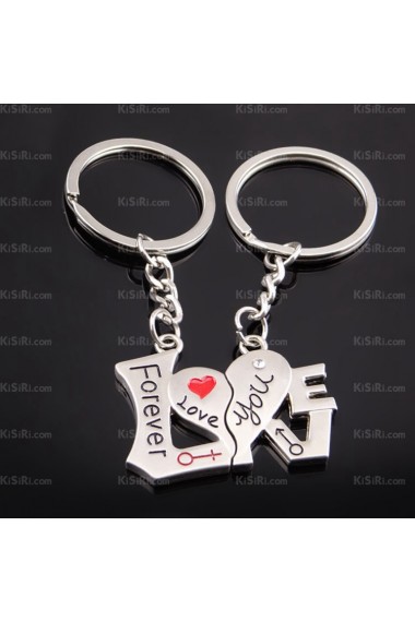 Elegant Small Pendant Zinc Alloy Love Keychain (A Pair)