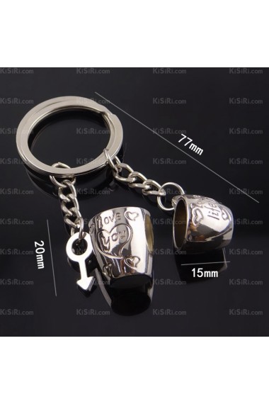 Couples Personalized Small Pendant Zinc Alloy Cup Keychain (A Pair)