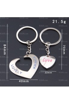 Elegant Small Pendant Zinc Alloy Heart Keychain (A Pair)