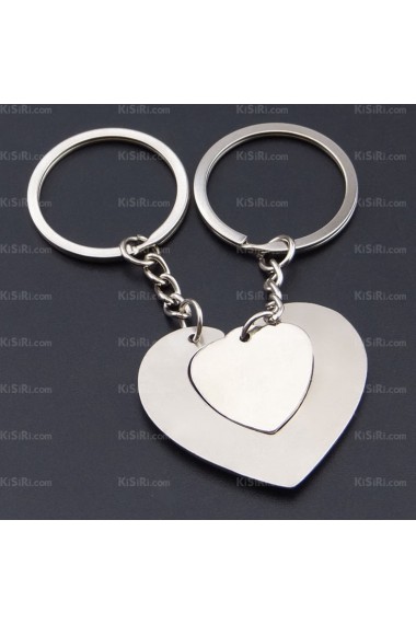 Elegant Small Pendant Zinc Alloy Heart Keychain (A Pair)