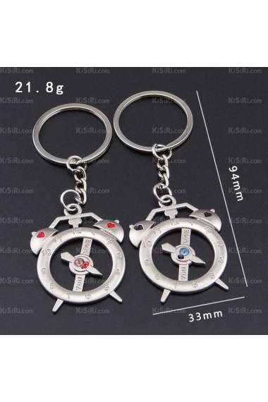 Personalized Zinc Alloy Alarm Clock Keychain (A Pair)