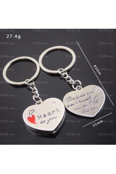 Couples Cheap Zinc Alloy Heart-shaped Keychain (A Pair)