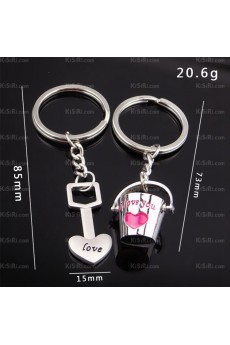 Personalized Zinc Alloy Flower Barrels Keychain (A Pair)