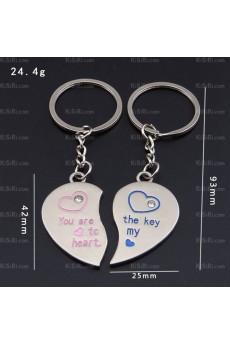 His and Hers Cheap Zinc Alloy Heart-shaped Keychain (A Pair)