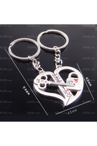 Couples Exquisite Zinc Alloy Heart-shaped Keychain (A Pair)