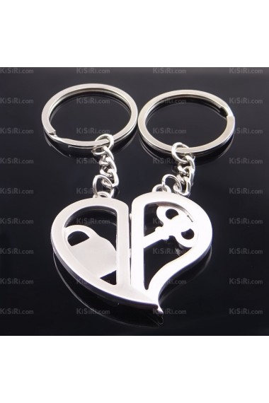 Couples Exquisite Zinc Alloy Heart-shaped Keychain (A Pair)