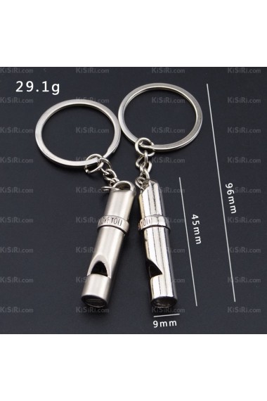 His and Hers Personalized Zinc Alloy Whistle Keychain (A Pair)